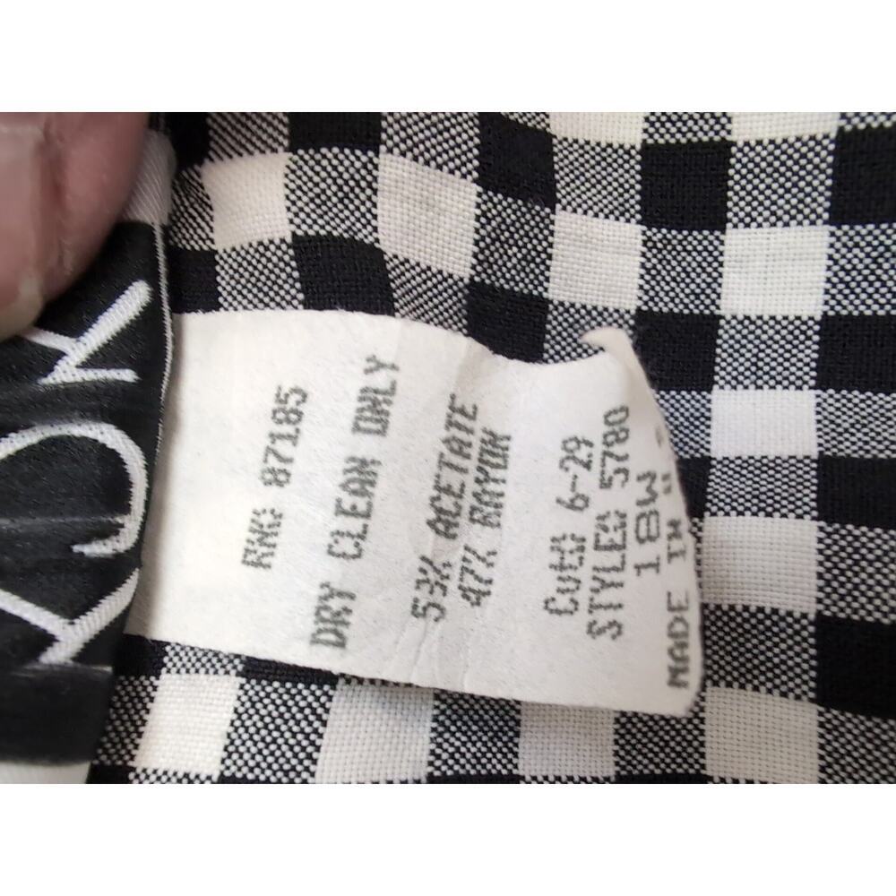 Vtg KDK designs Dress Gingham Floral Tie-Back USA Black White Women's 18W(1133) - Picture 5 of 6
